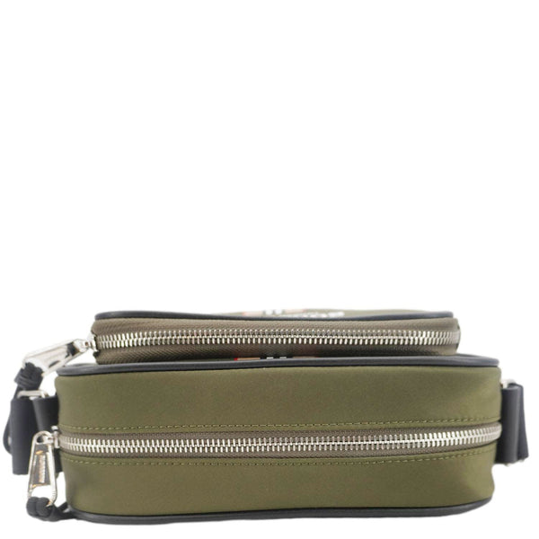 BURBERRY Top Striped Leather Crossbody Bag Green