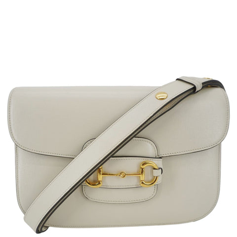GUCCI Horsebit 1955 Small Leather Shoulder Bag White 602204