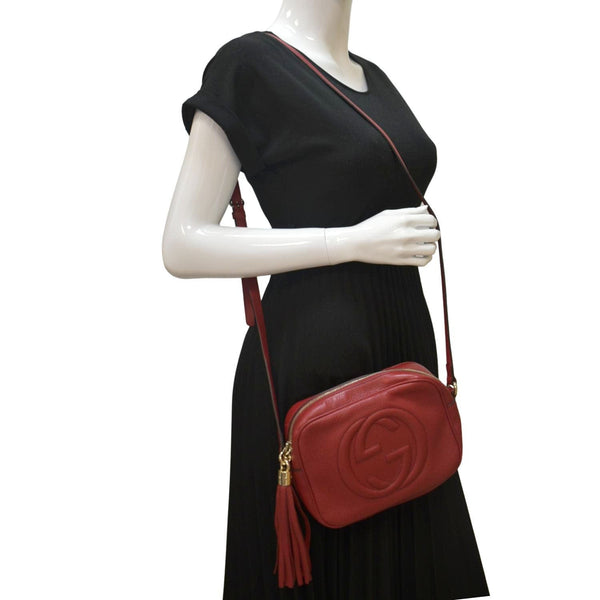 GUCCI Soho Disco Small Leather Crossbody Bag Red 308364