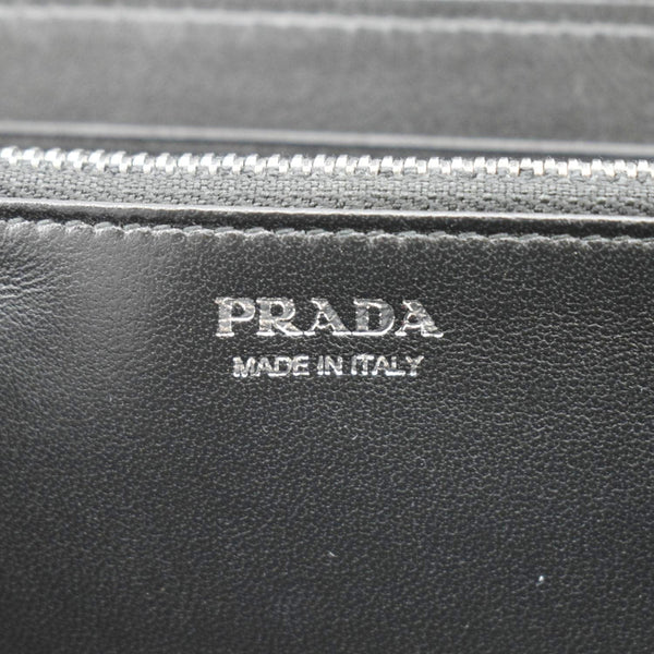 PRADA Diagramme Zip Leather Wallet Black