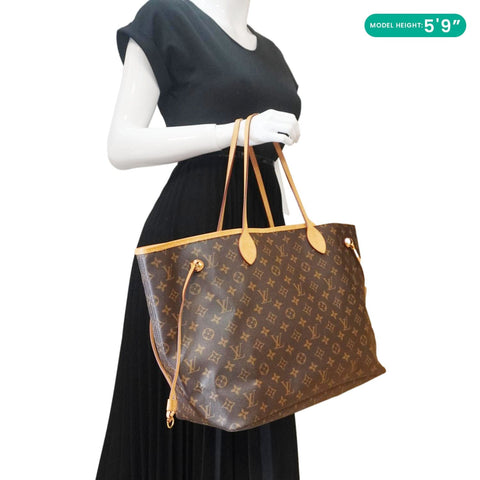 LOUIS VUITTON Neverfull GM Monogram Canvas Tote Bag Brown