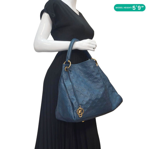LOUIS VUITTON Artsy MM Monogram Empreinte Leather Hobo Bag Navy Blue