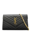 YVES SAINT LAURENT Cassandre Chain Wallet Leather Crossbody Bag Black