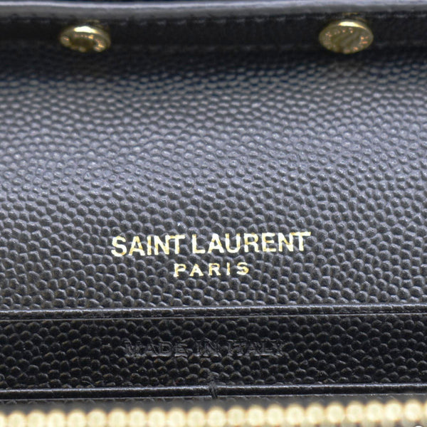 YVES SAINT LAURENT Cassandre Chain Wallet Leather Crossbody Bag Black