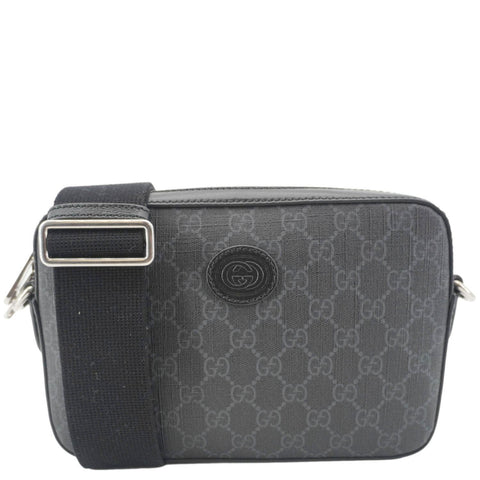 GUCCI Azalea Retro Interlocking G Supreme Canvas Shoulder Bag Black 703468