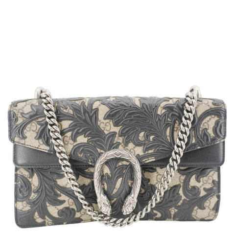 GUCCI Arabesque Small Dionysus GG Supreme Canvas Shoulder Bag Black 400249