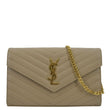 YVES SAINT LAURENT Cassandre Matelasse Chain Wallet Crossbody Bag Beige