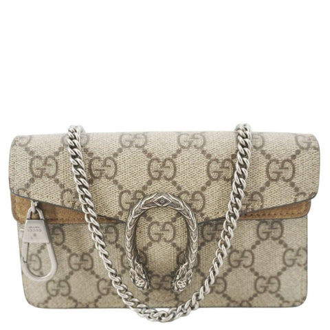 GUCCI Dionysus Super Mini GG Supreme Canvas Crossbody Bag Taupe 476432