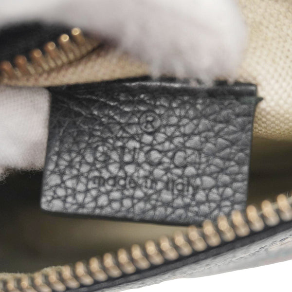 GUCCI Logo Print Small Grained Calfskin Leather Belt Bag Black 527792
