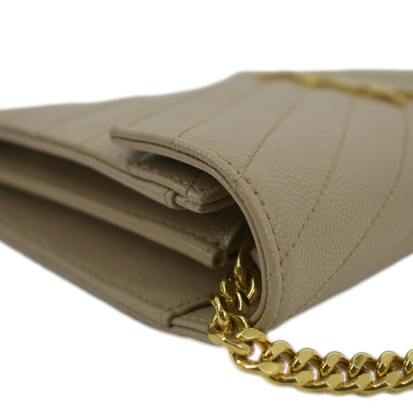 YVES SAINT LAURENT Cassandre Matelasse Chain Wallet Crossbody Bag Beige