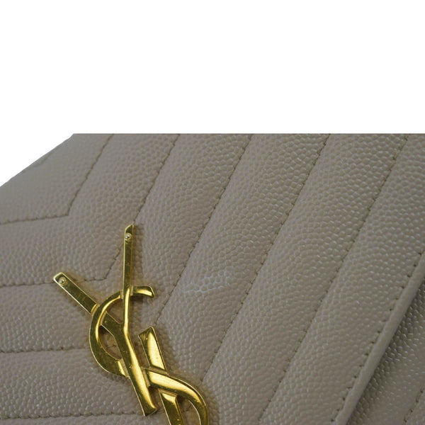YVES SAINT LAURENT Cassandre Matelasse Chain Wallet Crossbody Bag Beige