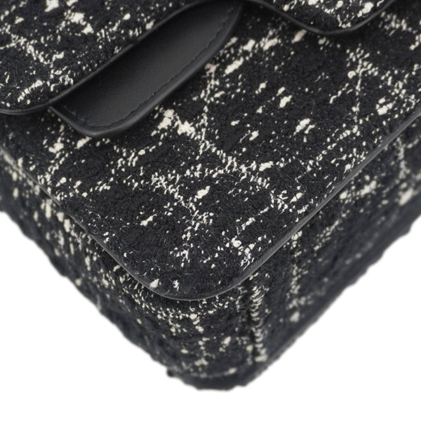 CHRISTIAN DIOR Jolie Small Cannage Tweed Top Handle Shoulder Bag Black