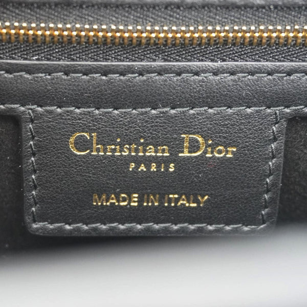 CHRISTIAN DIOR Jolie Small Cannage Tweed Top Handle Shoulder Bag Black