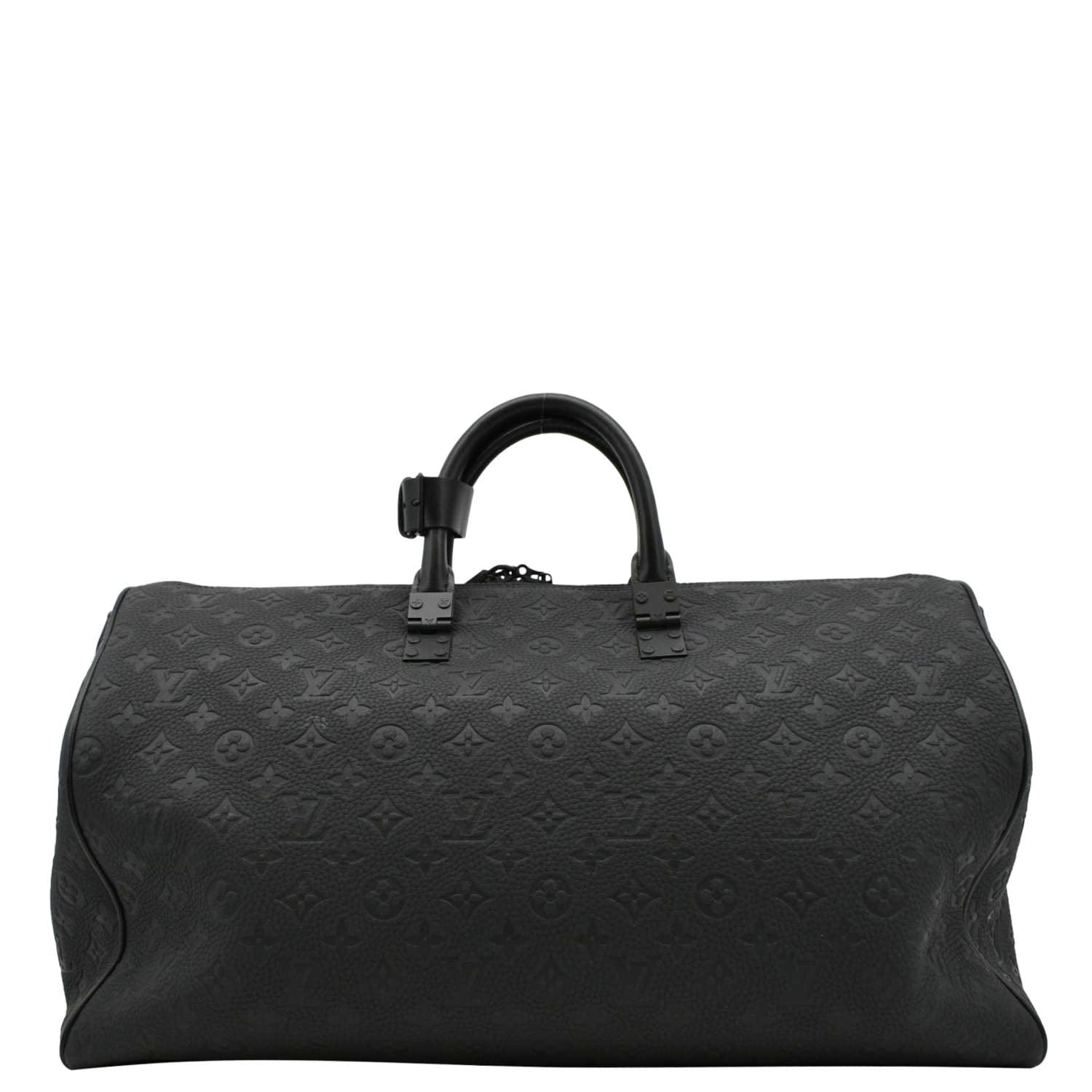 lv travel bag men's LOUIS VUITTON Keepall 50 Taurillon Leather Black Travel Bag