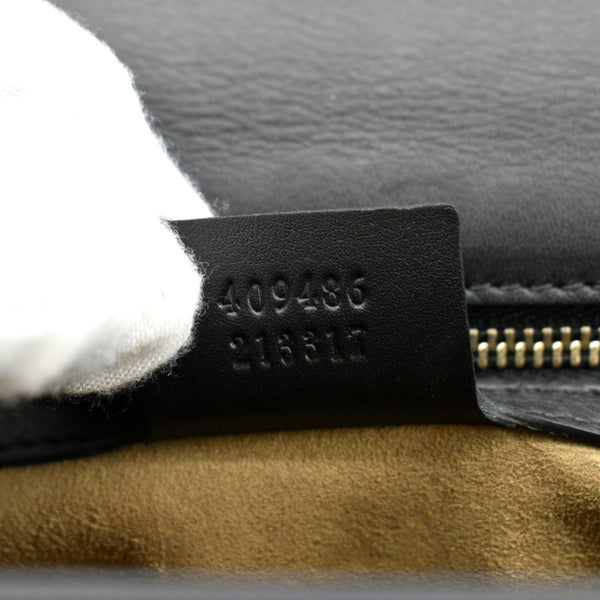 GUCCI Padlock Leather Shoulder Bag Black 409486
