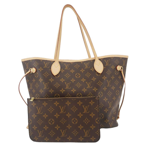 LOUIS VUITTON Neverfull MM Monogram Canvas Shoulder Bag Brown