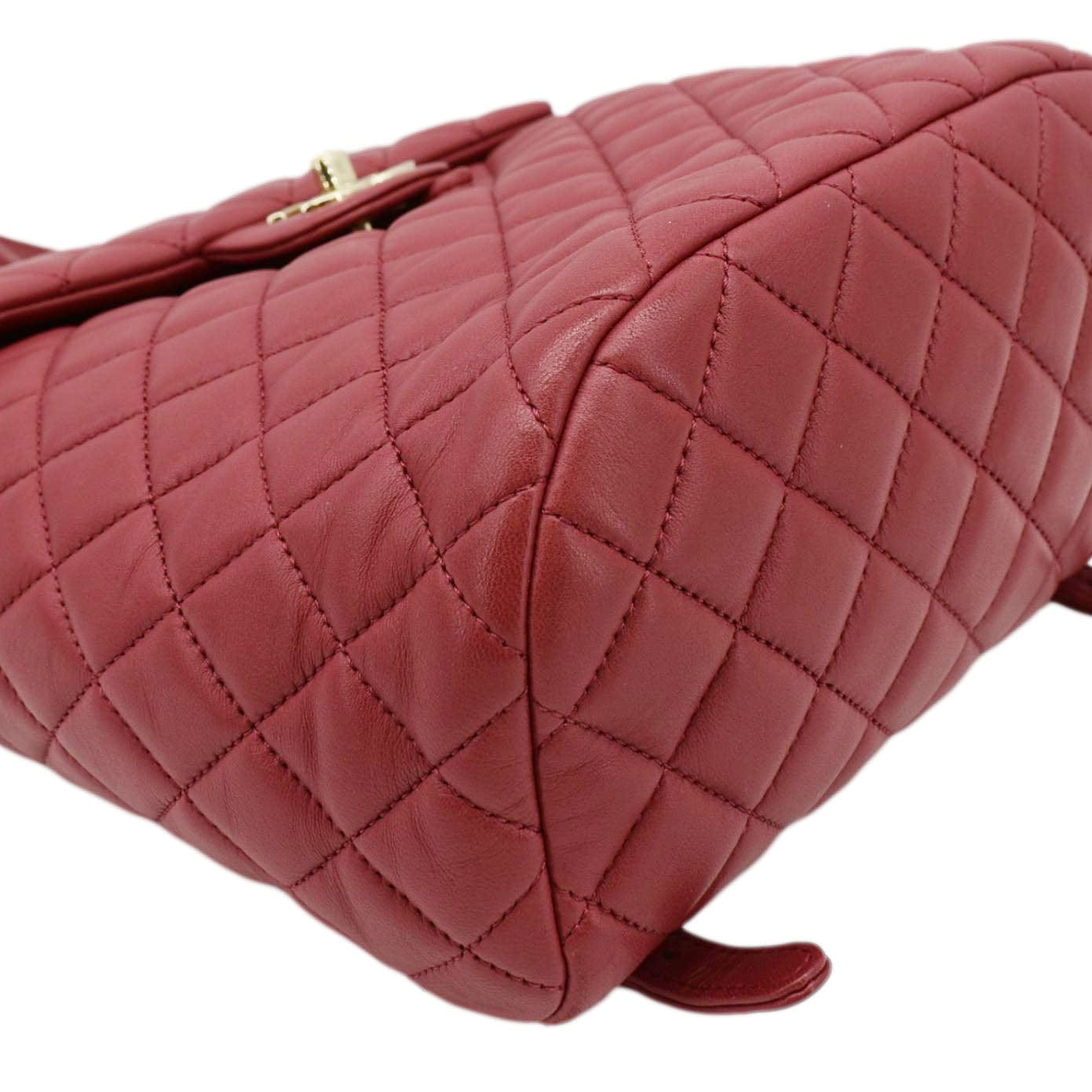 chanel red quilted caviar leather backpack bag CHANEL Urban Spirit Quilted Leather Backpack Bag Red