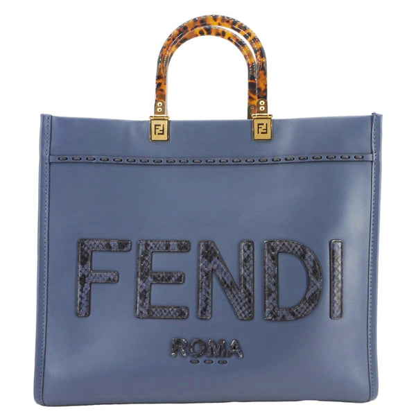FENDI Sunshine Leather Crossbody Tote Bag Blue