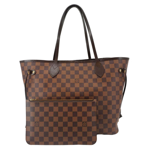 LOUIS VUITTON Neverfull MM Damier Ebene Shoulder Bag Brown