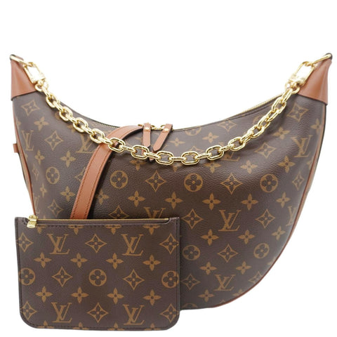 LOUIS VUITTON Loop Reverse Monogram Canvas Hobo Shoulder Bag Brown