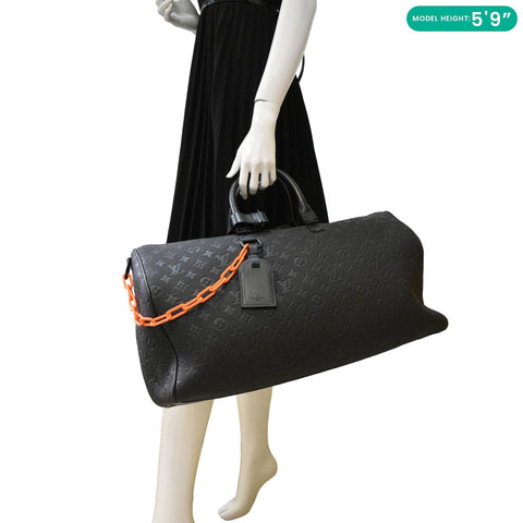 LOUIS VUITTON Keepall 50 by Virgil Abloh Travel Bag Absolute Black dummy look