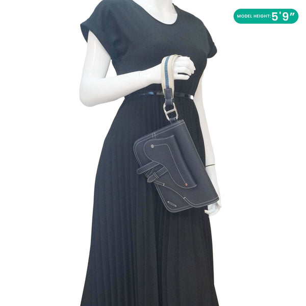 CHRISTIAN DIOR X KAWS Saddle Leather Wristlet Navy Blue