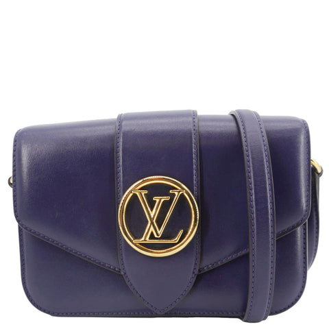 LOUIS VUITTON LV Pont 9 Calfskin Leather Shoulder Bag Navy Blue