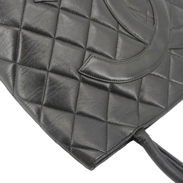 CHANEL Medallion Quilted Leather Tote Bag Black
