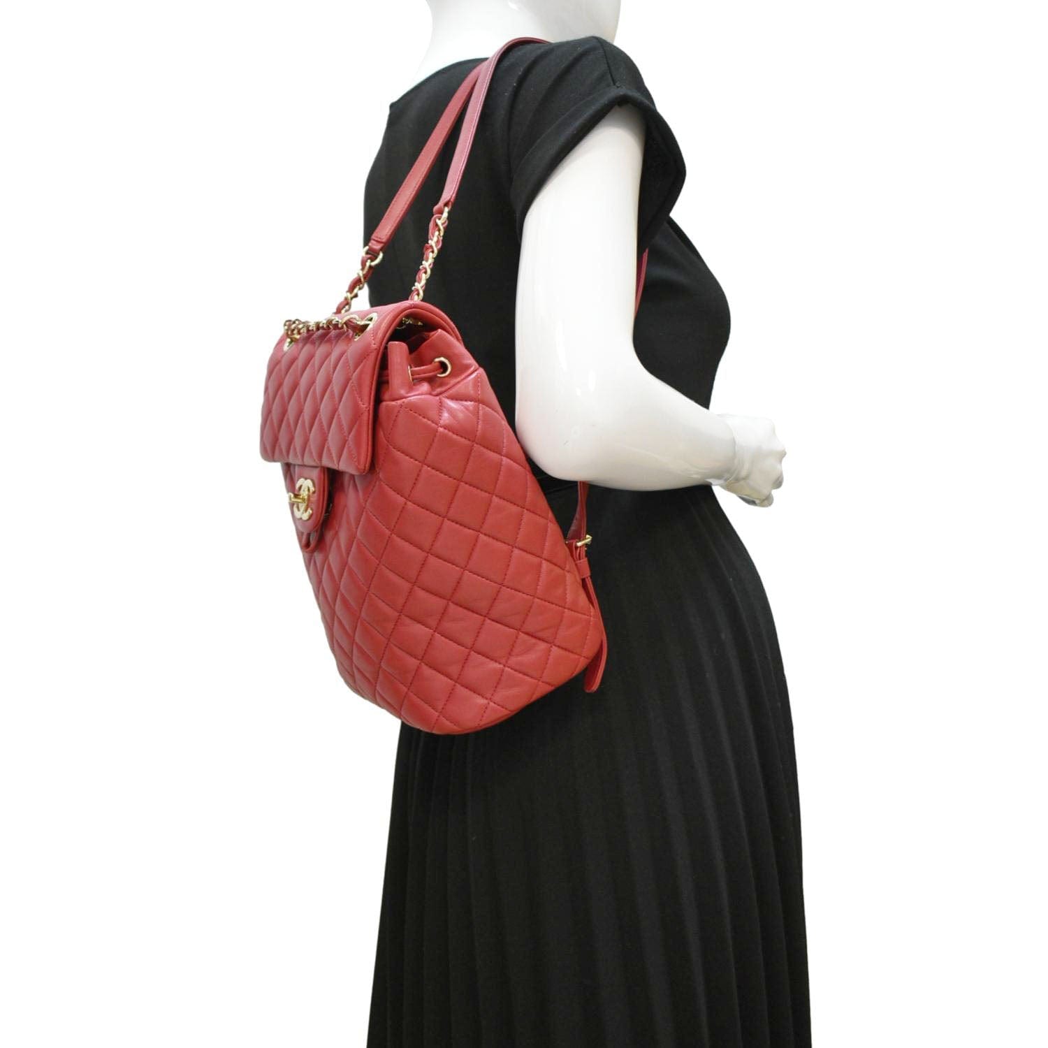 chanel quilted leather backpack CHANEL Urban Spirit Quilted Leather Backpack Bag Red