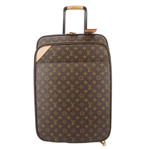 LOUIS VUITTON Pegase 55 Monogram Canvas Luggage Suitcase Travel Bag Brown