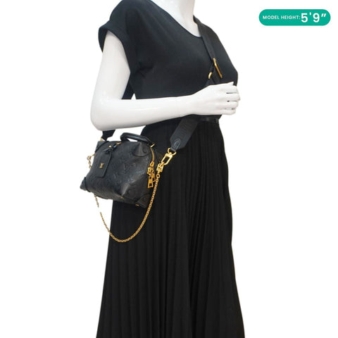 LOUIS VUITTON Petite Malle Souple Monogram Empreinte Shoulder Bag Black