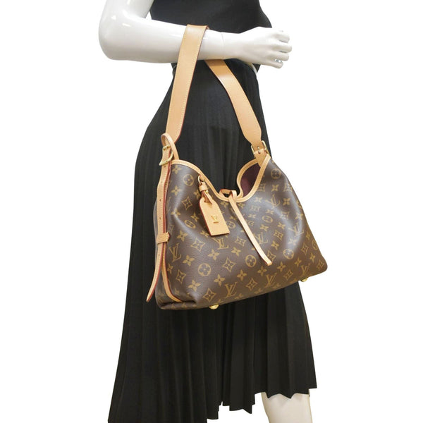 LOUIS VUITTON Classic Carryall PM Shoulder Bag Brown with body view
