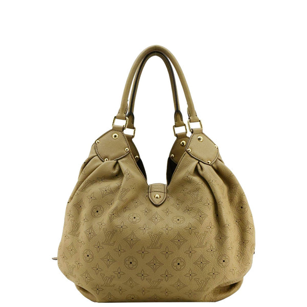 LOUIS VUITTON Solar Large Mahina Leather Beige Hobo Bag fronit side look
