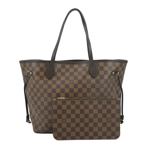 LOUIS VUITTON Neverfull MM Damier Ebene Tote Bag Brown