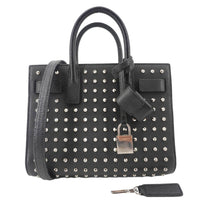YVES SAINT LAURENT Studded Sac De jour Leather Shoulder Bag Black