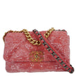 CHANEL 19 Medium Flap Quilted Sequin Shoulder Bag Hot Pink