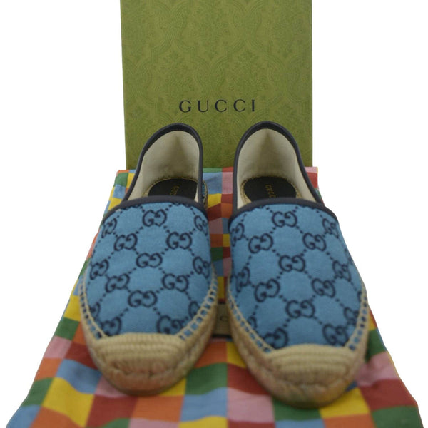 GUCCI Spanish Shoes GG Canvas Blue Size 38.5 with front view