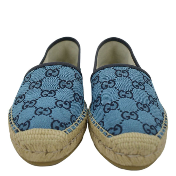 GUCCI Spanish Shoes GG Canvas Blue Size 38.5 with upper side view