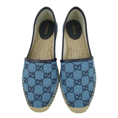 GUCCI Espadrilles GG Canvas Shoes Blue 663674 Size 38.5