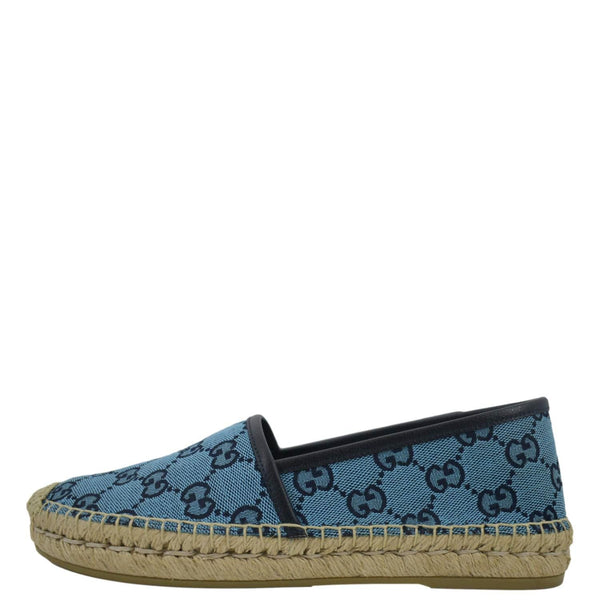 GUCCI Spanish Shoes GG Canvas Blue Size 38.5  with side view 