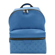 LOUIS VUITTON Taigarama Discovery Leather Backpack Blue front look