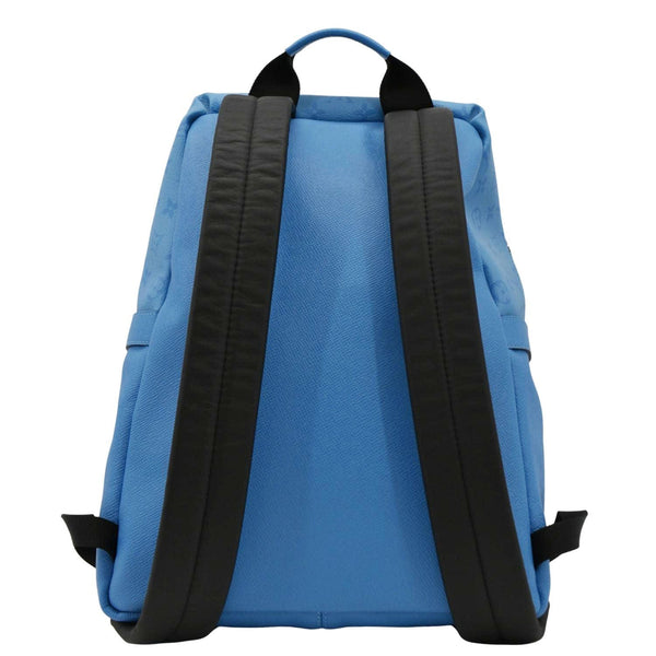 LOUIS VUITTON Taigarama Discovery Leather Backpack Blue back look