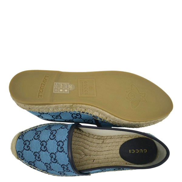 GUCCI Spanish Shoes GG Canvas Blue Size 38.5  with upper and lower side view