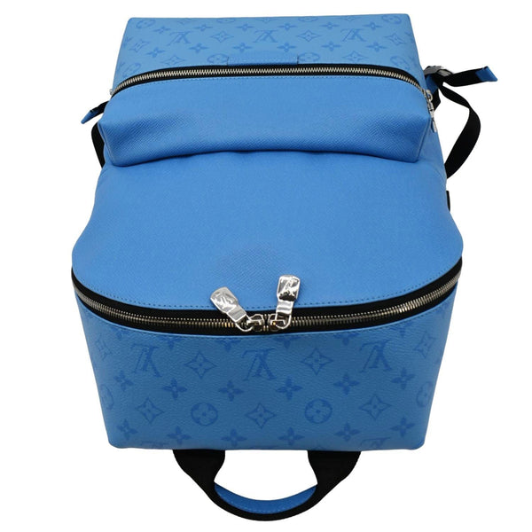 LOUIS VUITTON Taigarama Discovery Leather Backpack Blue upper look