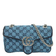 GUCCI Small Italian Matelasse Shoulder bag in Blue Leather with full view