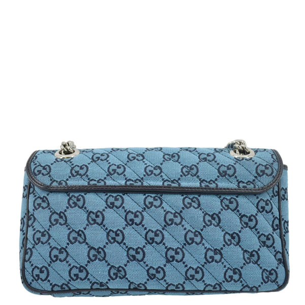 GUCCI Small Italian Matelasse Shoulder bag in Blue Leather back view 