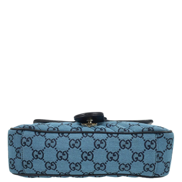 GUCCI Small Italian Matelasse Shoulder bag in Blue Leather with lower view