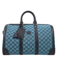GUCCI  Duffle Bag Italian Elegance Blue/Black leather full view