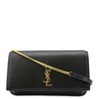 YVES SAINT LAURENT Phone Holder Monogram Smooth Leather Chain Crossbody Bag Black