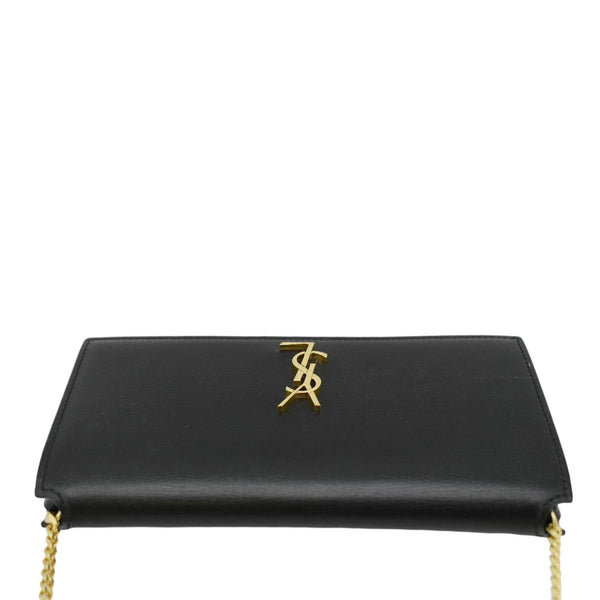 YVES SAINT LAURENT Phone Holder Monogram Smooth Leather Chain Crossbody Bag Black